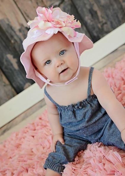 Pale Pink Sun Hat with Pink White Large Peony