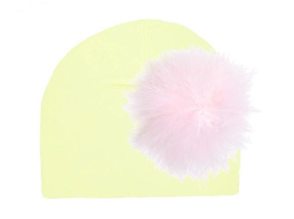 Cream Cotton Hat with Pale Pink Large regular Marabou
