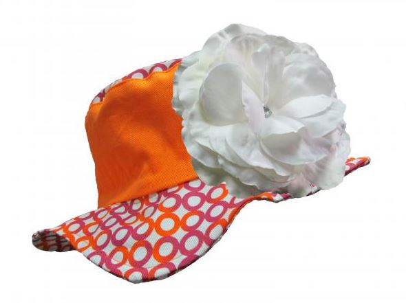 Orange Sun Hat with White Rose