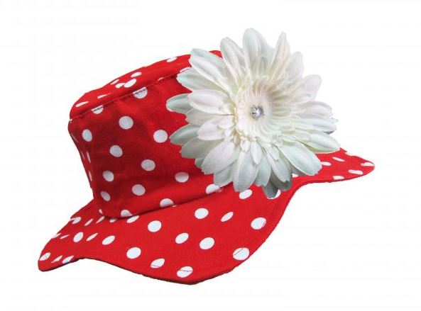 Red Dot Sun Hat with White Daisy