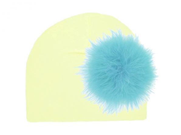 Cream Cotton Hat with Teal Large regular Marabou