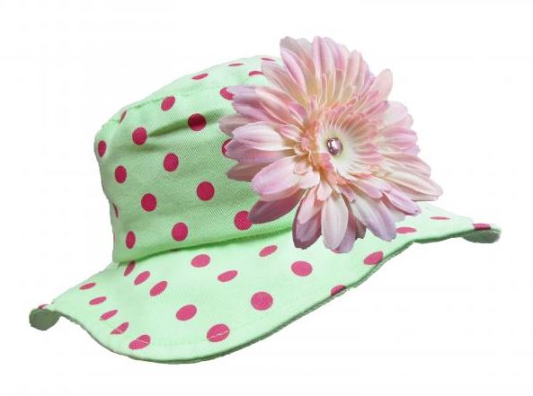 Light Aloe Sun Hat with Pale Pink Daisy