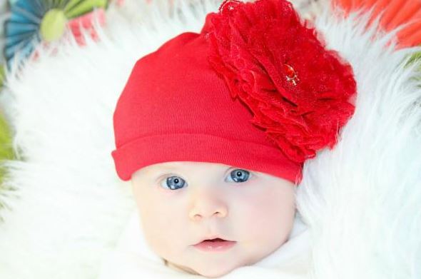 Red Cotton Hat with Red Lace Rose