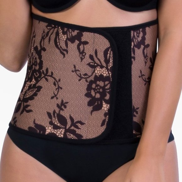 COUTURE BLACK LACE PRINT BELLY BANDIT TUMMY TUCKER