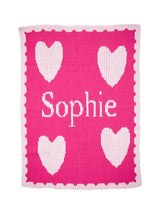FLOATING HEARTS WITH NAME & SCALLOPED EDGE BLANKET