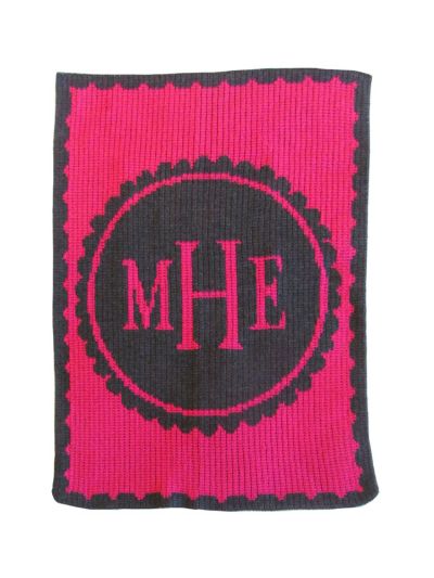 SCALLOPED MONOGRAM STROLLER BLANKET